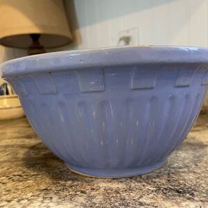 Vintage Blue #9 Watt Ovenware Stoneware Pottery Embossed Rib Mixing Bowl